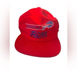 Vintage Buffalo Bills Red Corduroy Snapback Hat, Adjustable Cap, NFL, ANNCO